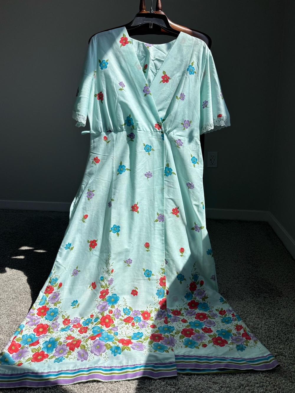 Vintage Handmade Floral Robe House Dress Cottagecore Prairie Maxi Dress